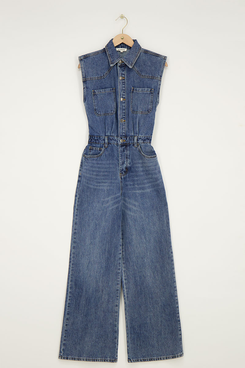 Blue sleeveless jumpsuit denim | My Jewellery
