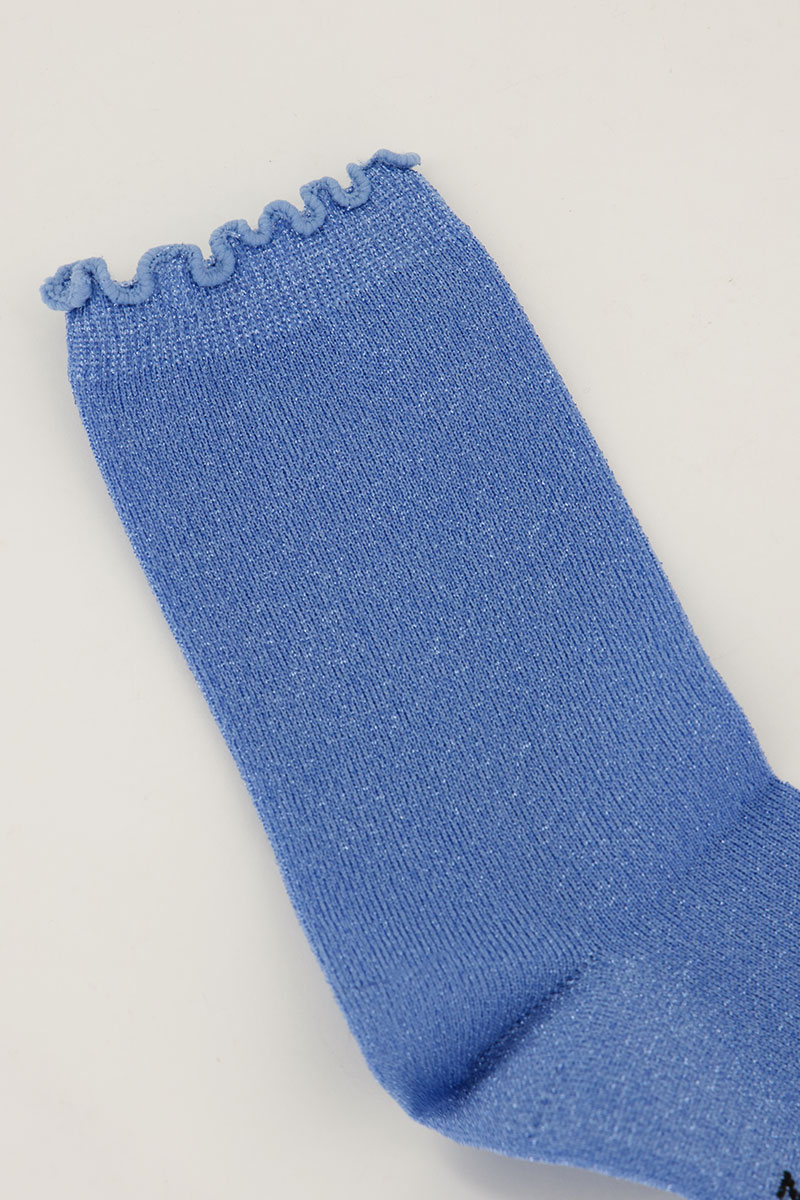 Blue socks with lurex and ruffle | My Jewellery