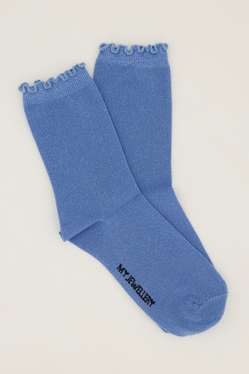 Blue socks with lurex and ruffle | My Jewellery