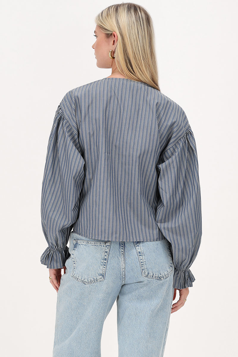 Blue striped blouse with bows & hearts | My Jewellery