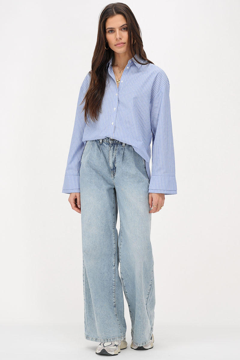 Blue striped blouse with wide sleeves | My Jewellery