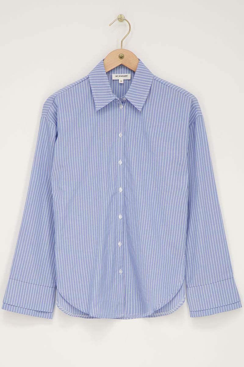 Blue striped blouse with wide sleeves | My Jewellery
