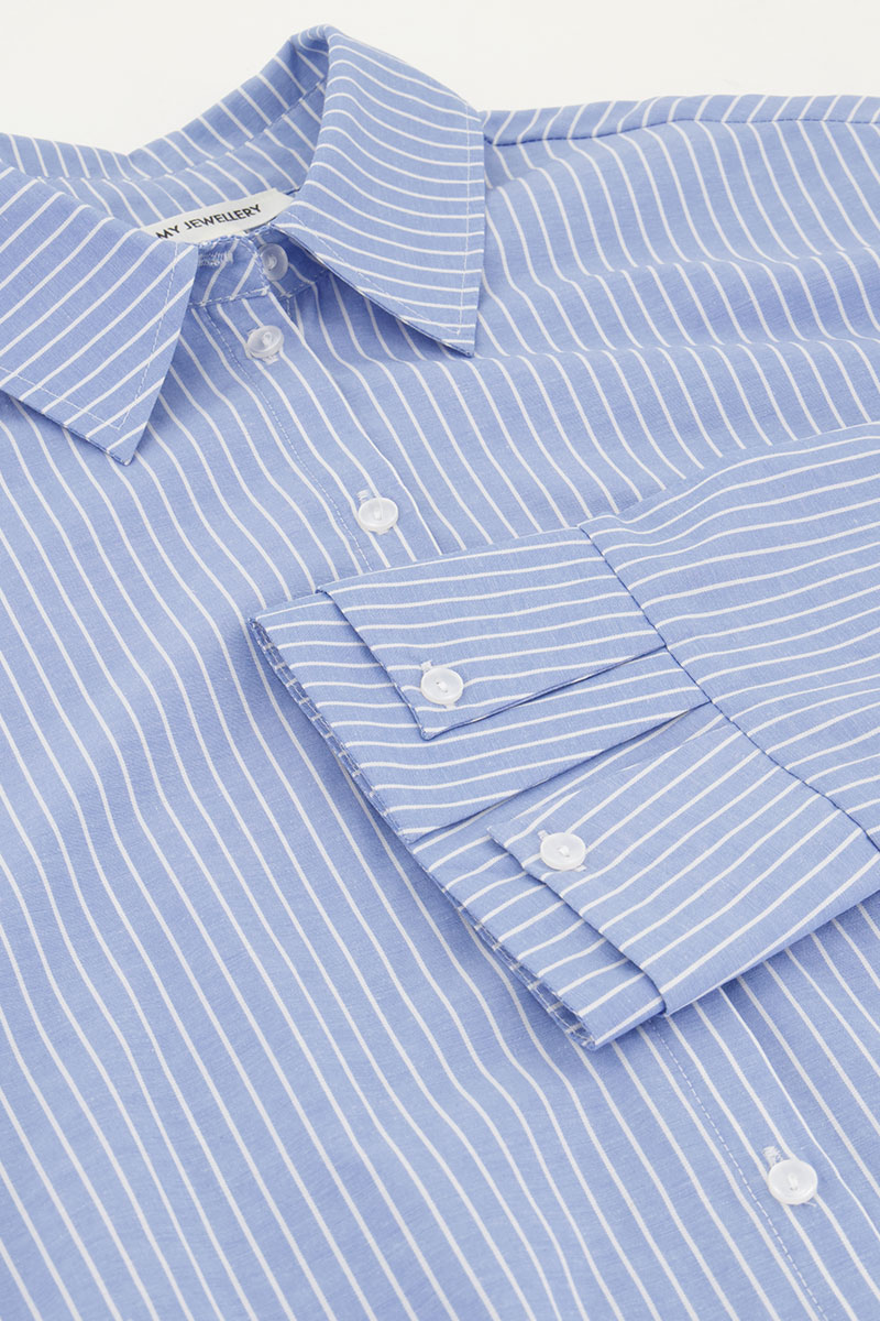 Blue striped blouse with wide sleeves | My Jewellery