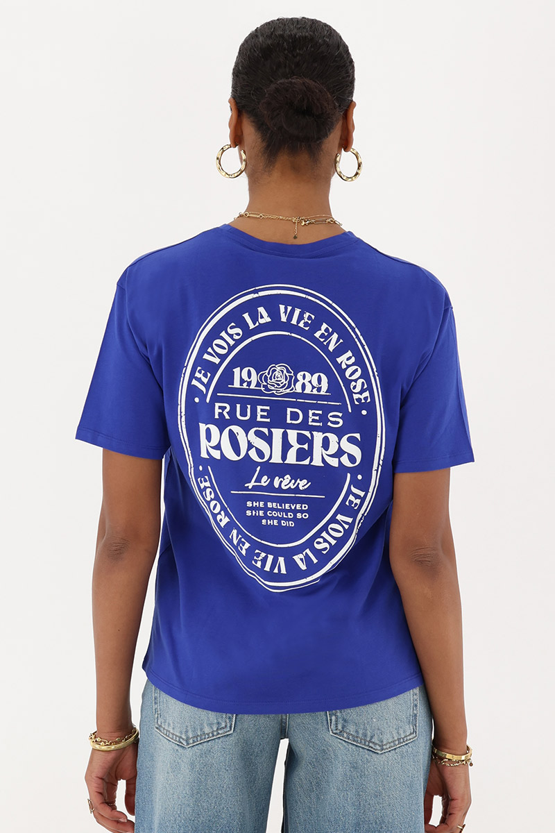 Blue T-shirt "Rue des rosiers" | My Jewellery