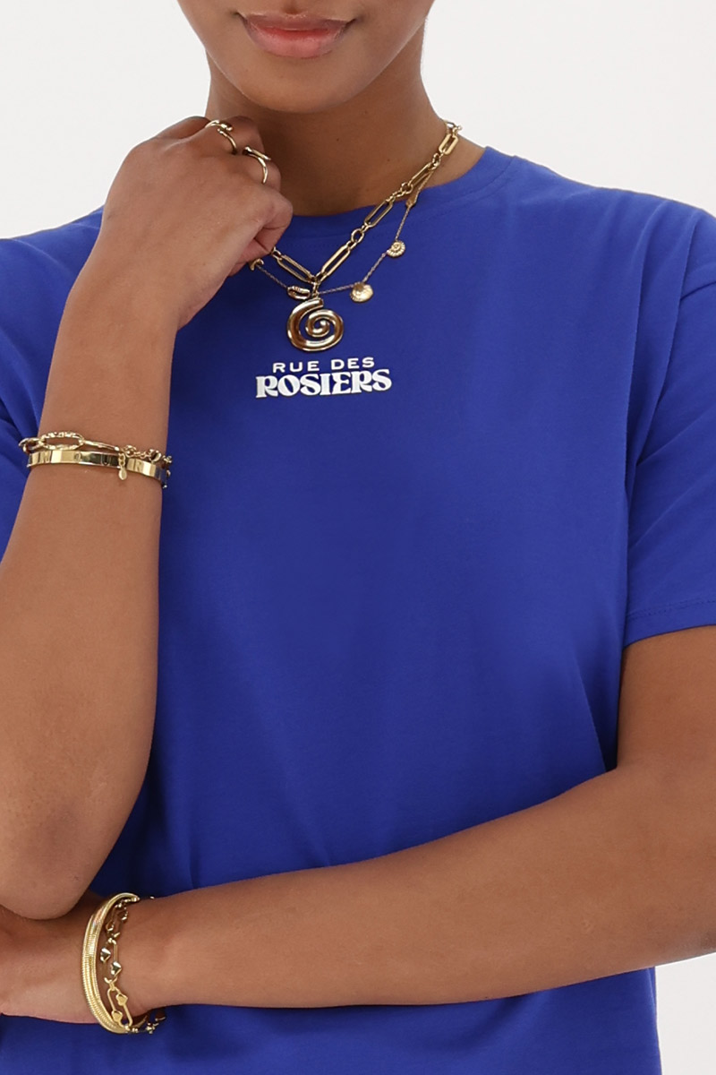 Blue T-shirt "Rue des rosiers" | My Jewellery