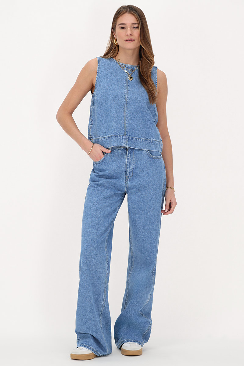 Blue wide leg jeans with wave | My Jewellery