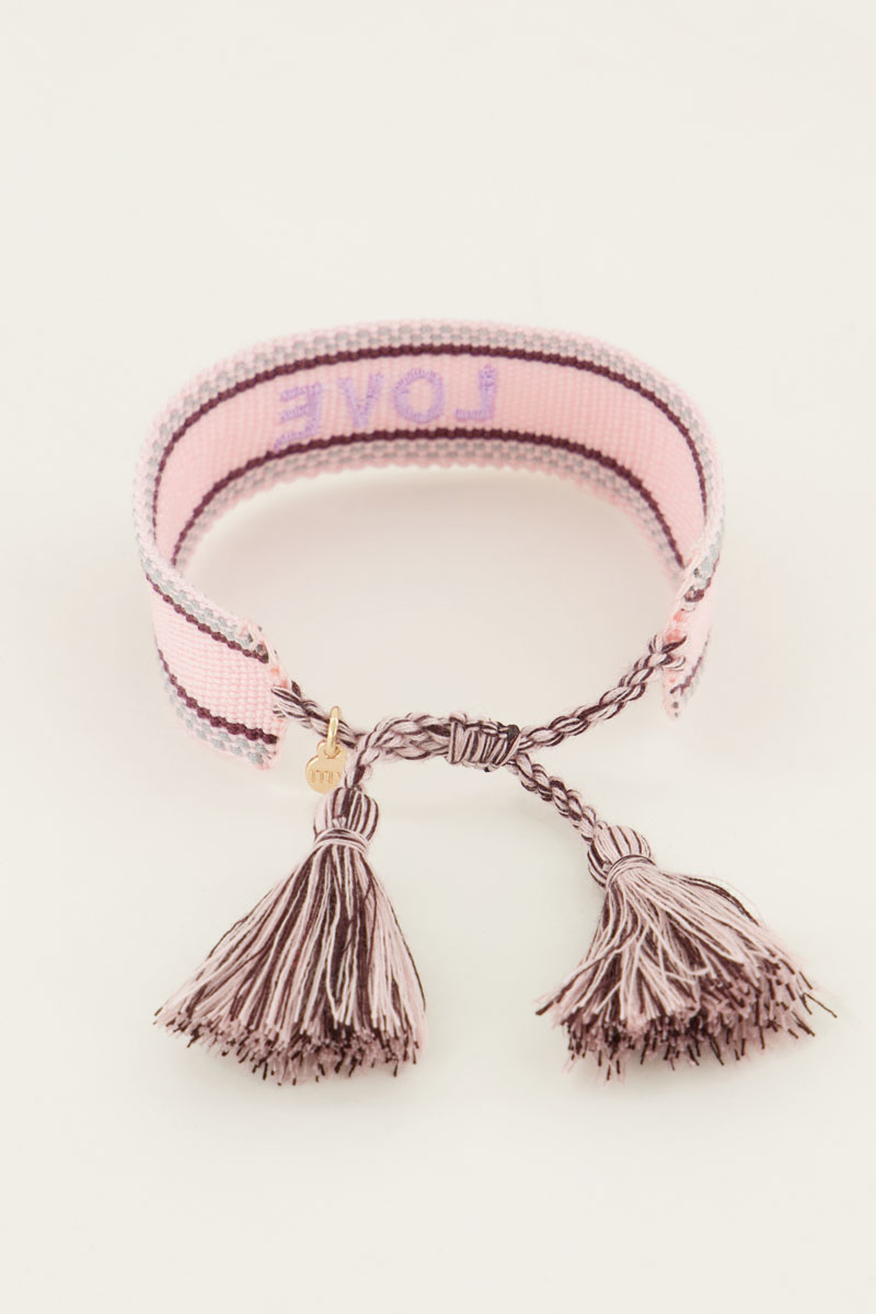 Roze Bohemian armbandje love