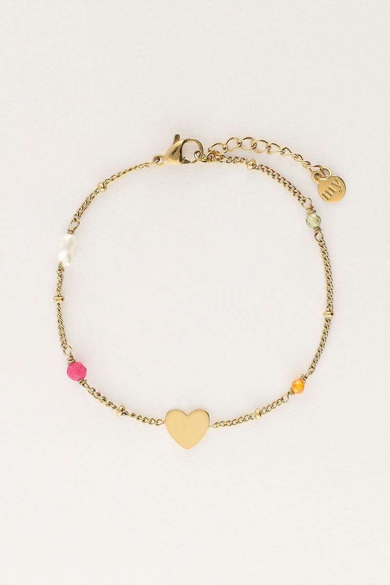 Armbandje met hartje en kralen