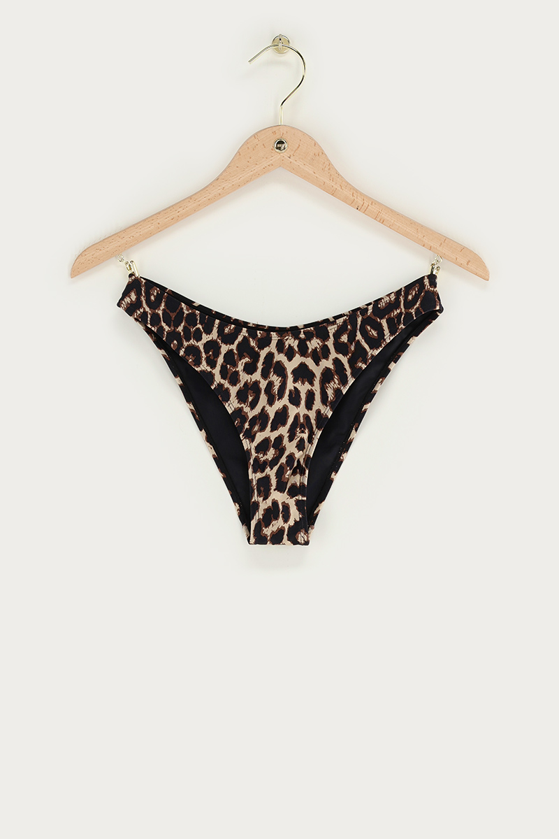 Brown bikini bottom v-shape with leopard print | My Jewellery