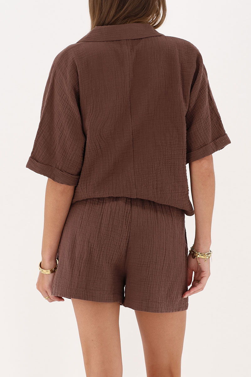 Brown blouse with short sleeves | My Jewellery