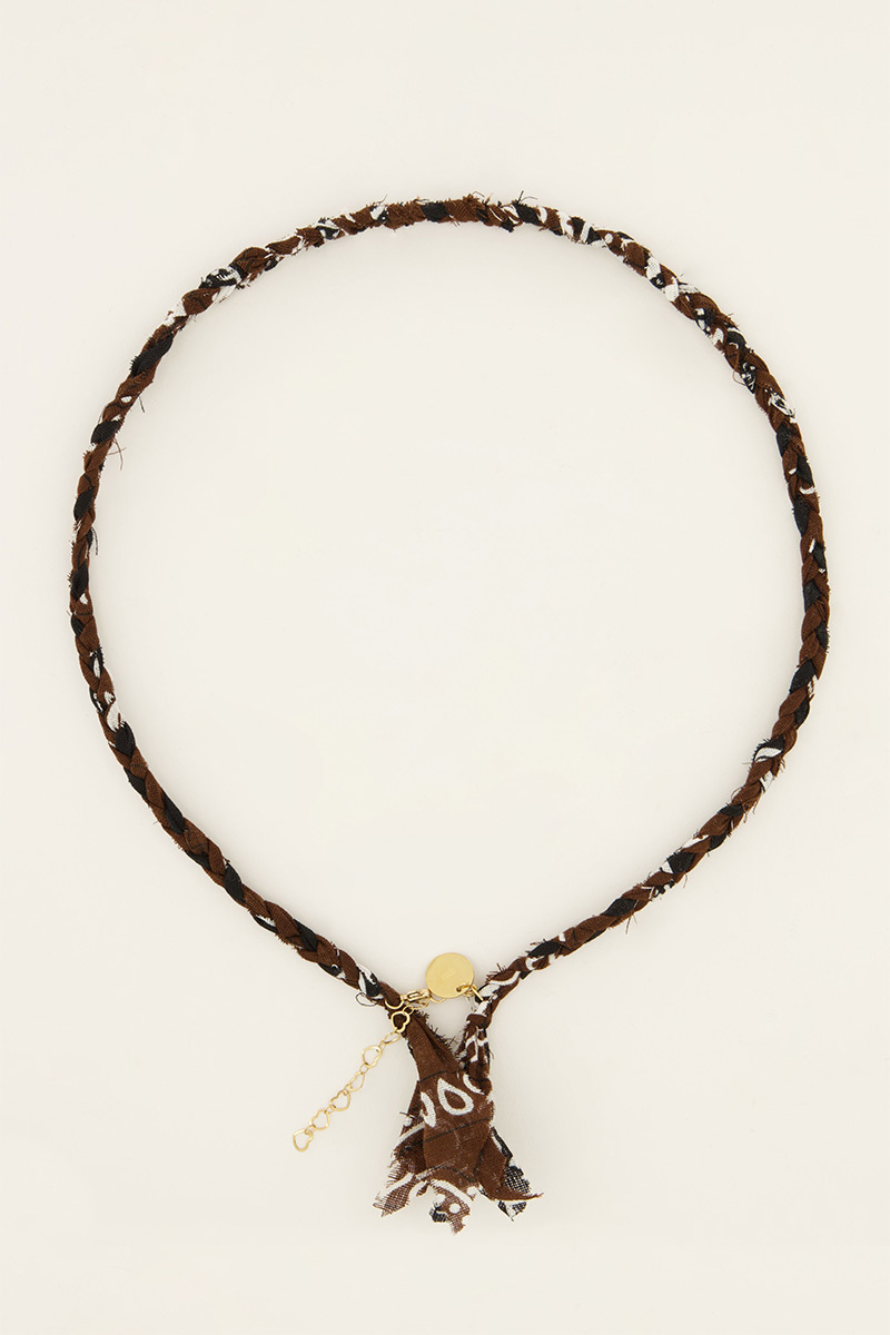 Bruin gevlochten ketting met bandana print | My Jewellery