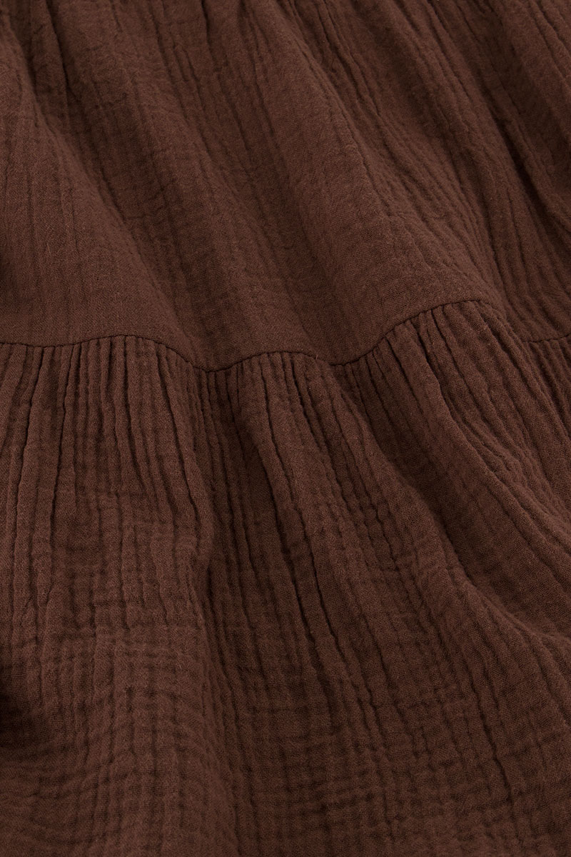 Brown dress with elastic sleeves | My Jewellery