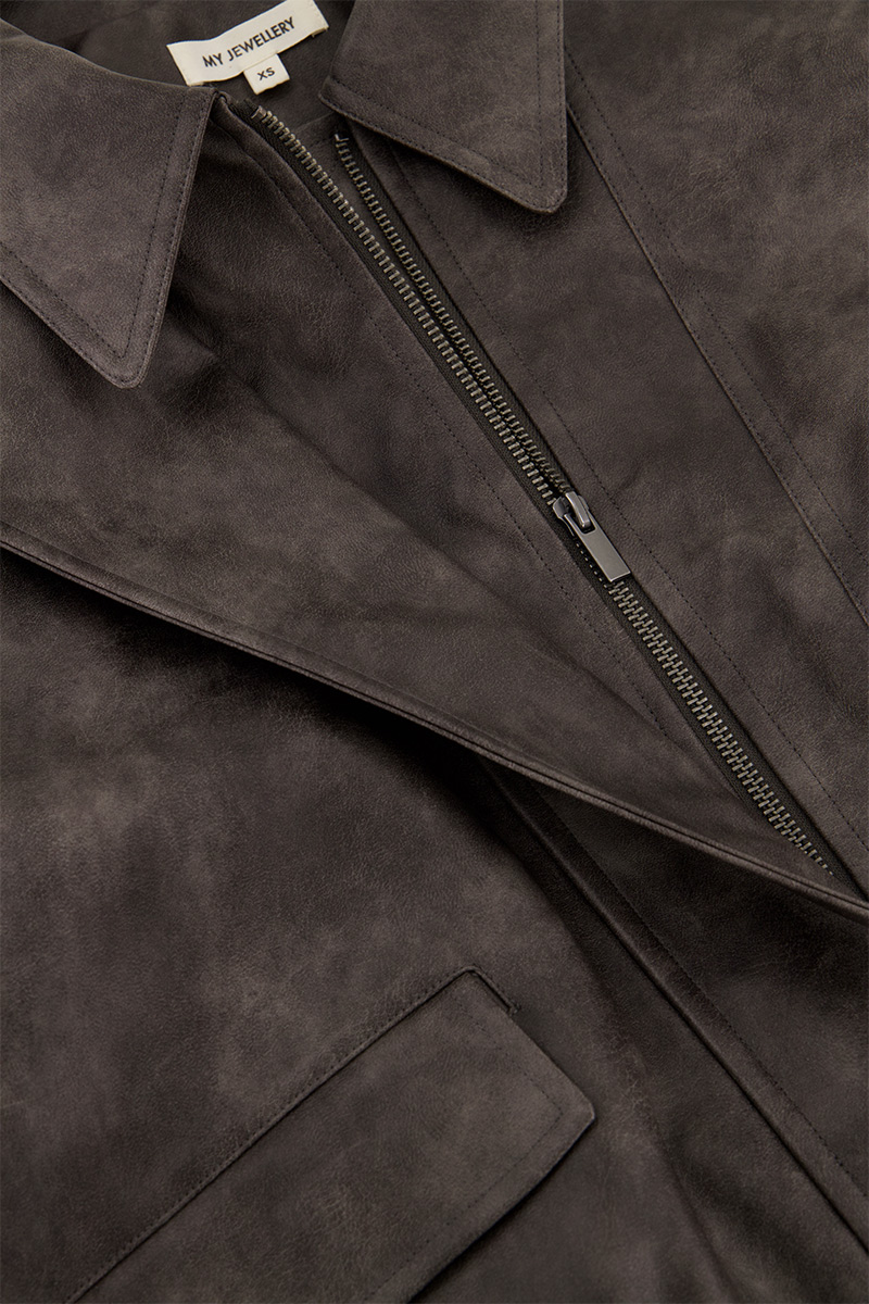 Brown imitation leather jacket | My Jewellery