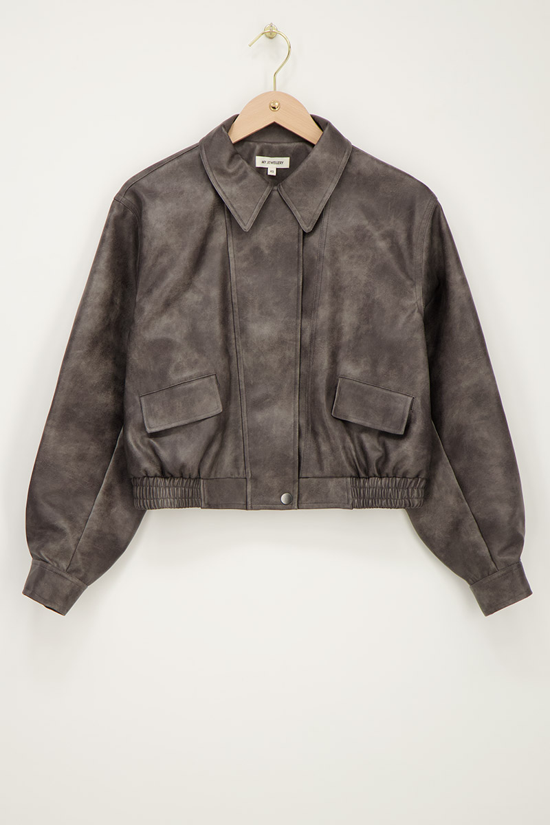 Brown imitation leather jacket | My Jewellery