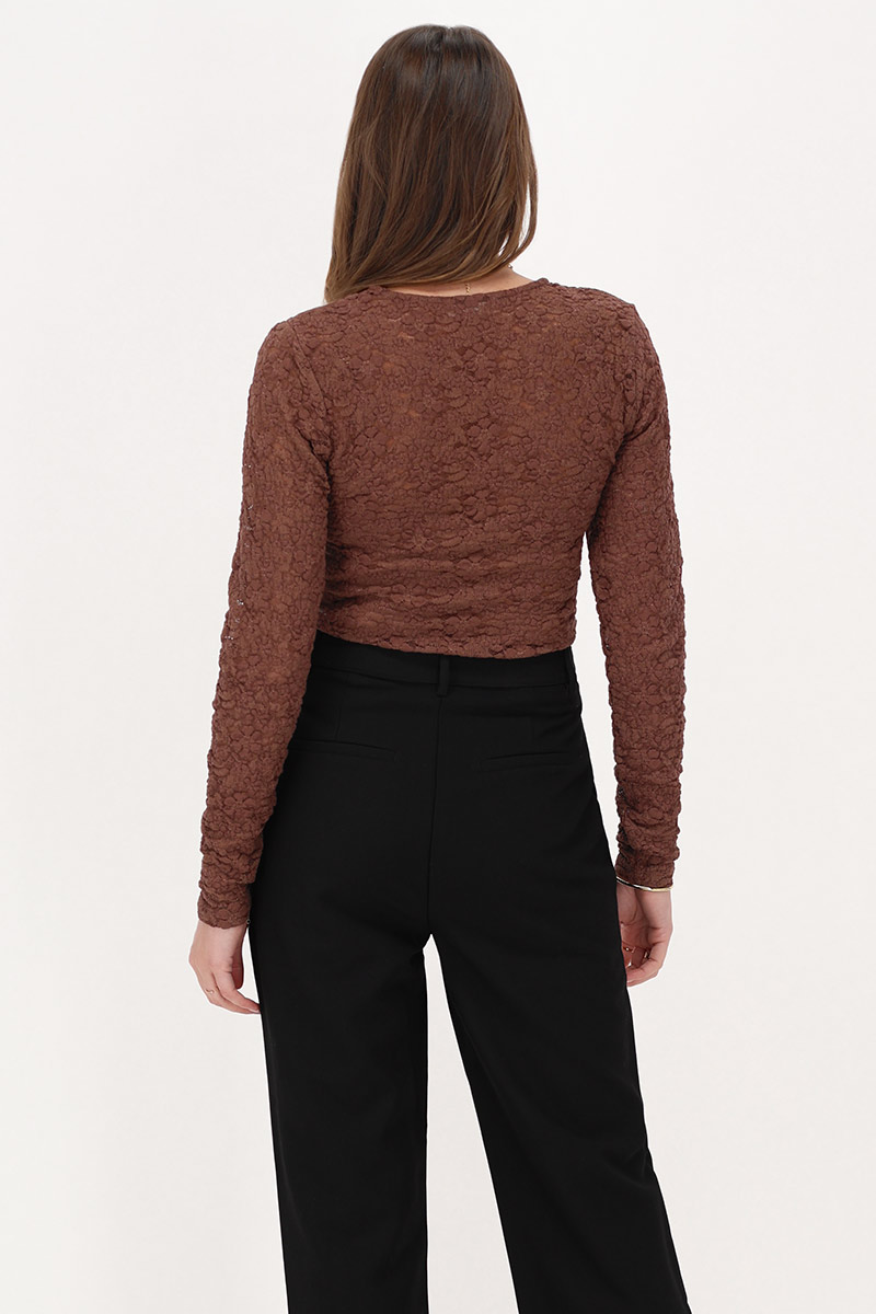 Brown lace top with long sleeves | My Jewellery