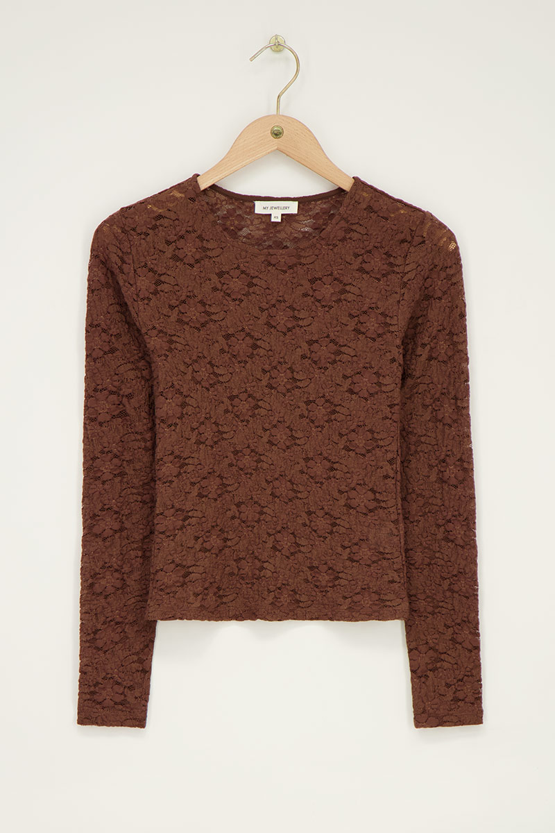 Brown lace top with long sleeves | My Jewellery