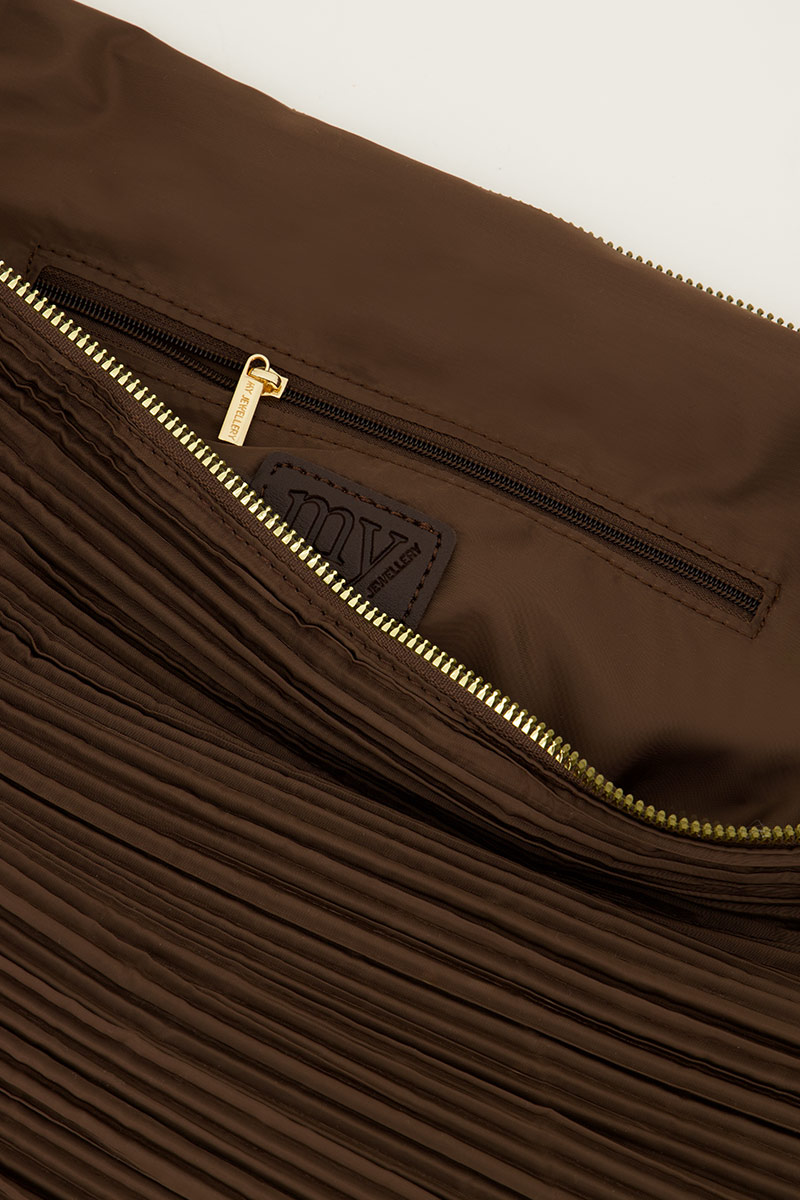 Brown crossbody bag plissé | My Jewellery