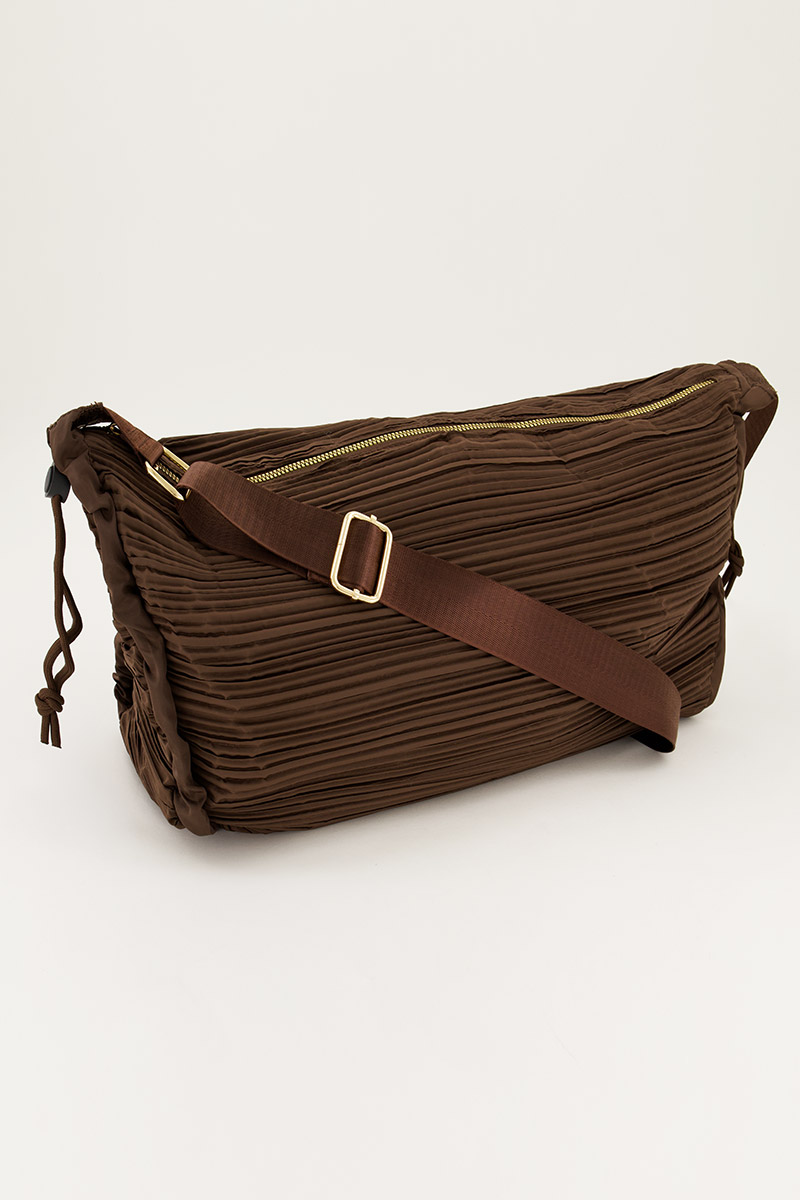 Brown crossbody bag plissé | My Jewellery