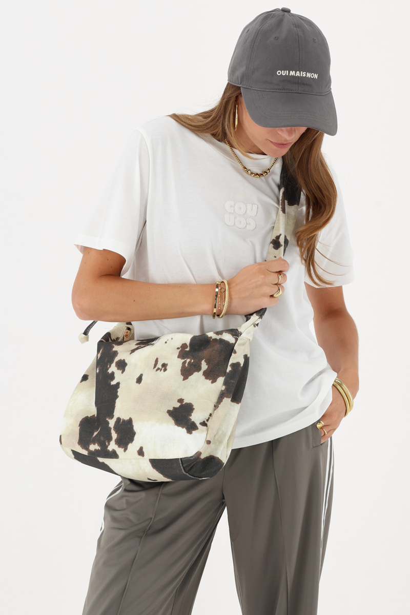 Brown shoulder bag with cow print | My Jewellery