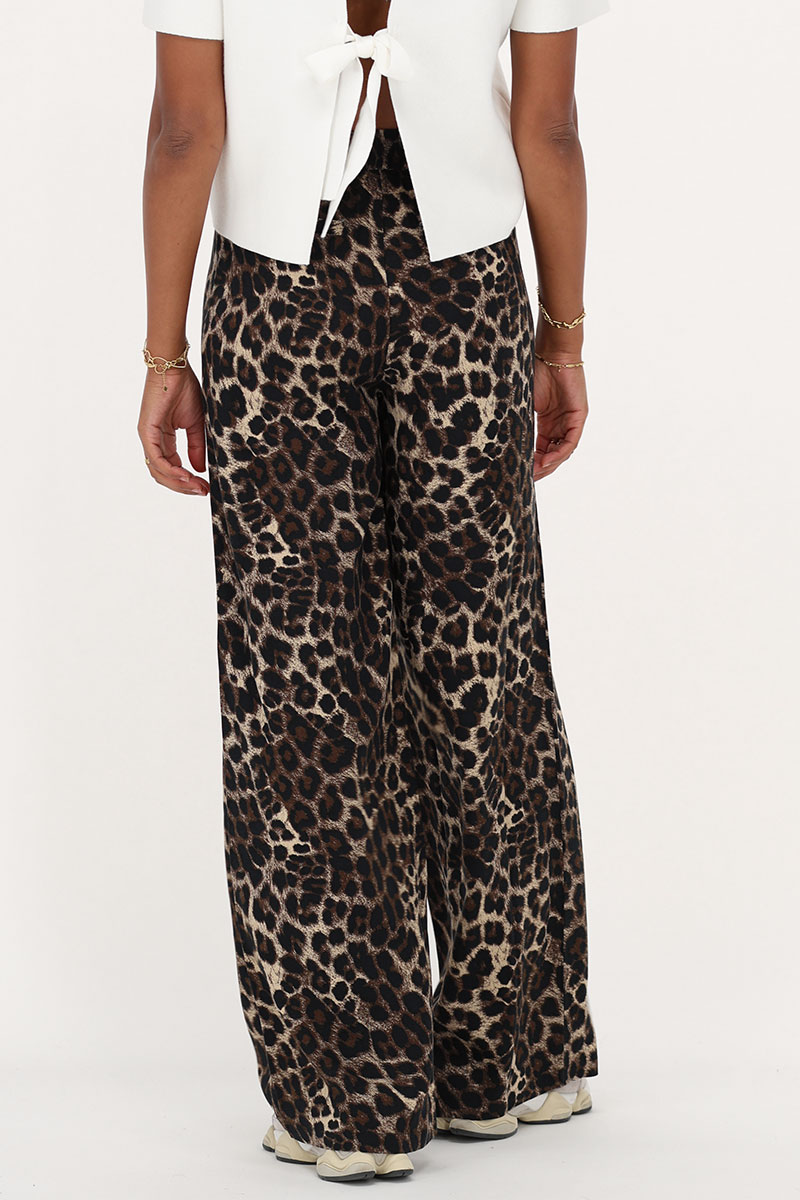 Brown wide leg pants with panther print | My Jewellery