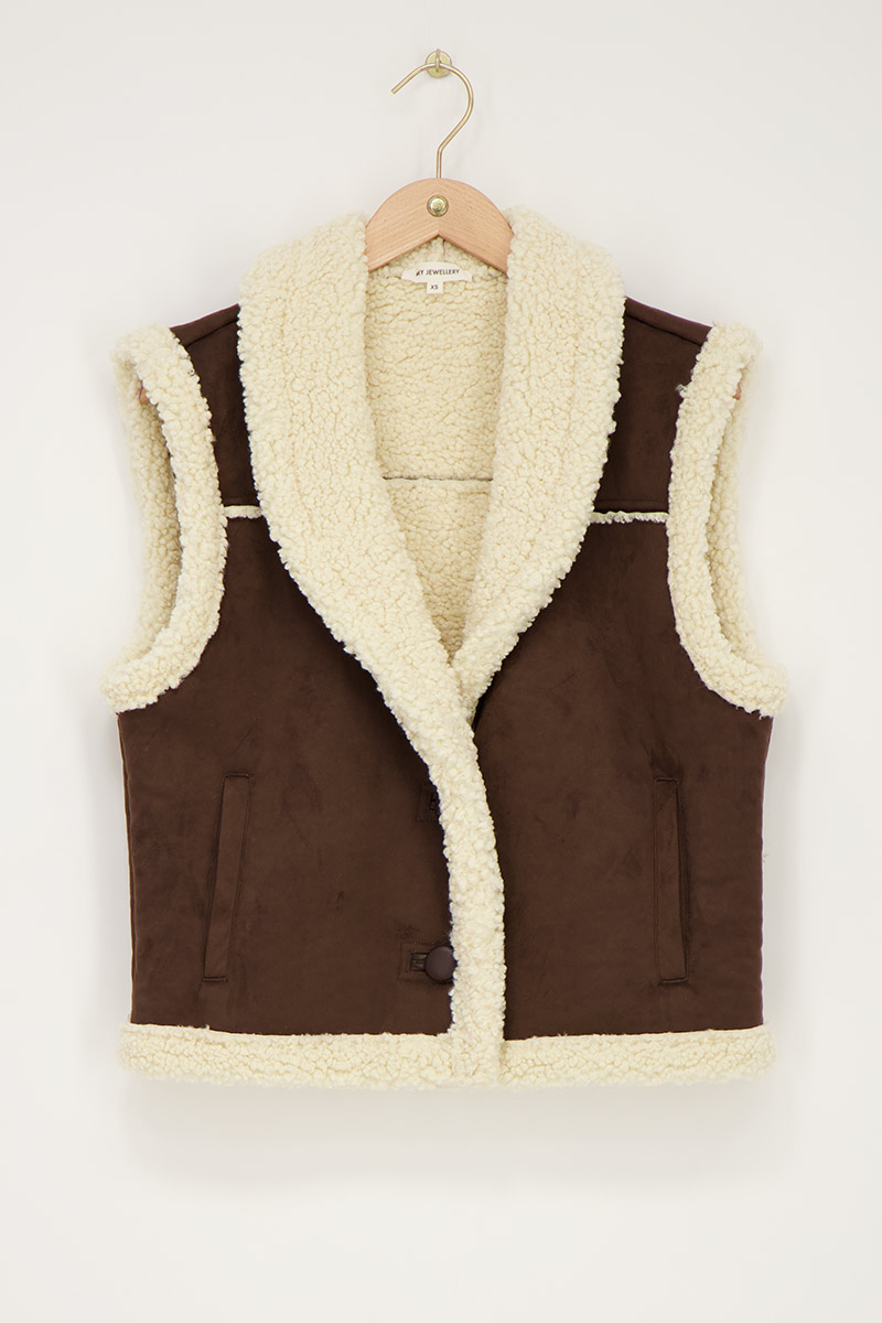 Brown suède teddy gilet | My Jewellery