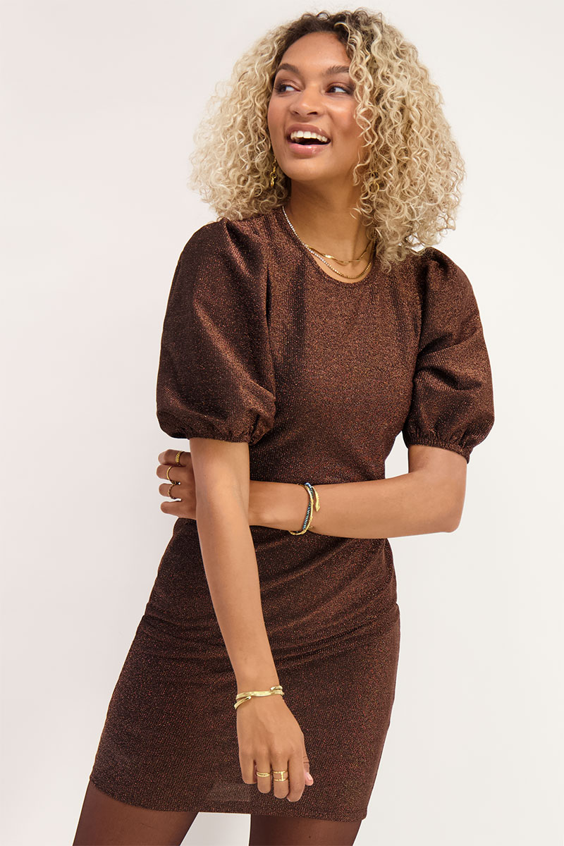 Robe en maille brillante avec manches bouffantes | - My jewellery - Modalova