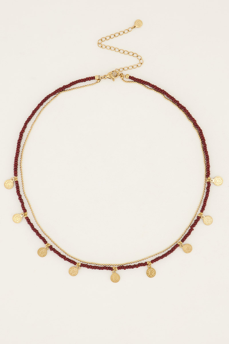 Bruine ketting met muntjes & kralen | My Jewellery
