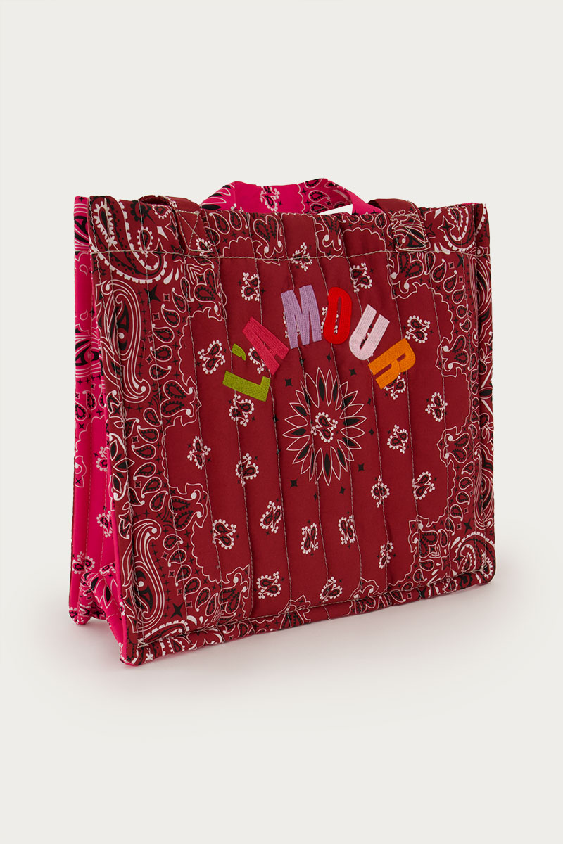 Burgundy shopper with bandana print | My Jewellery