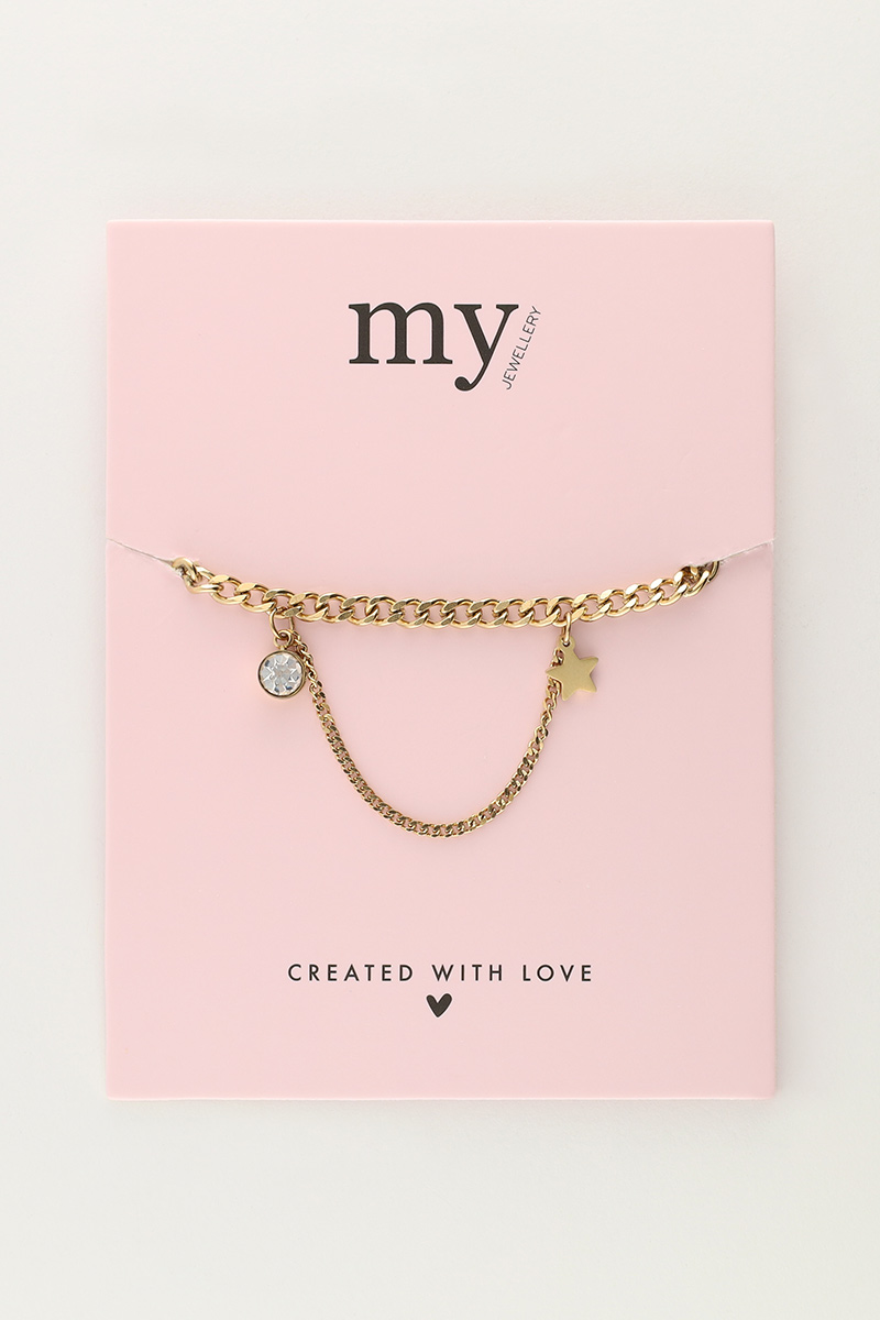 Chain bracelet with rhinestone & star | My Jewellery
