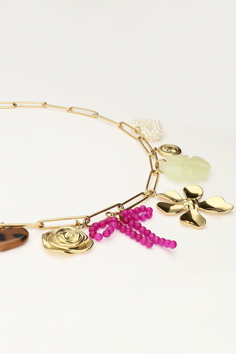 Charm necklace with link and multicolor flower charms | My Jewellery