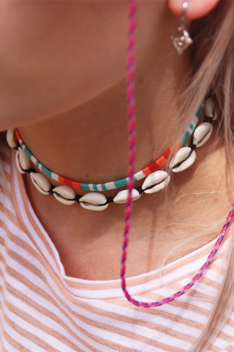 Oranje choker platte kralen, oranje choker