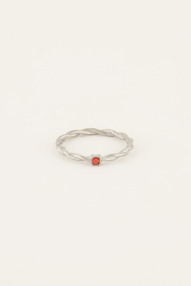 Bague torsadée pierre grenadine