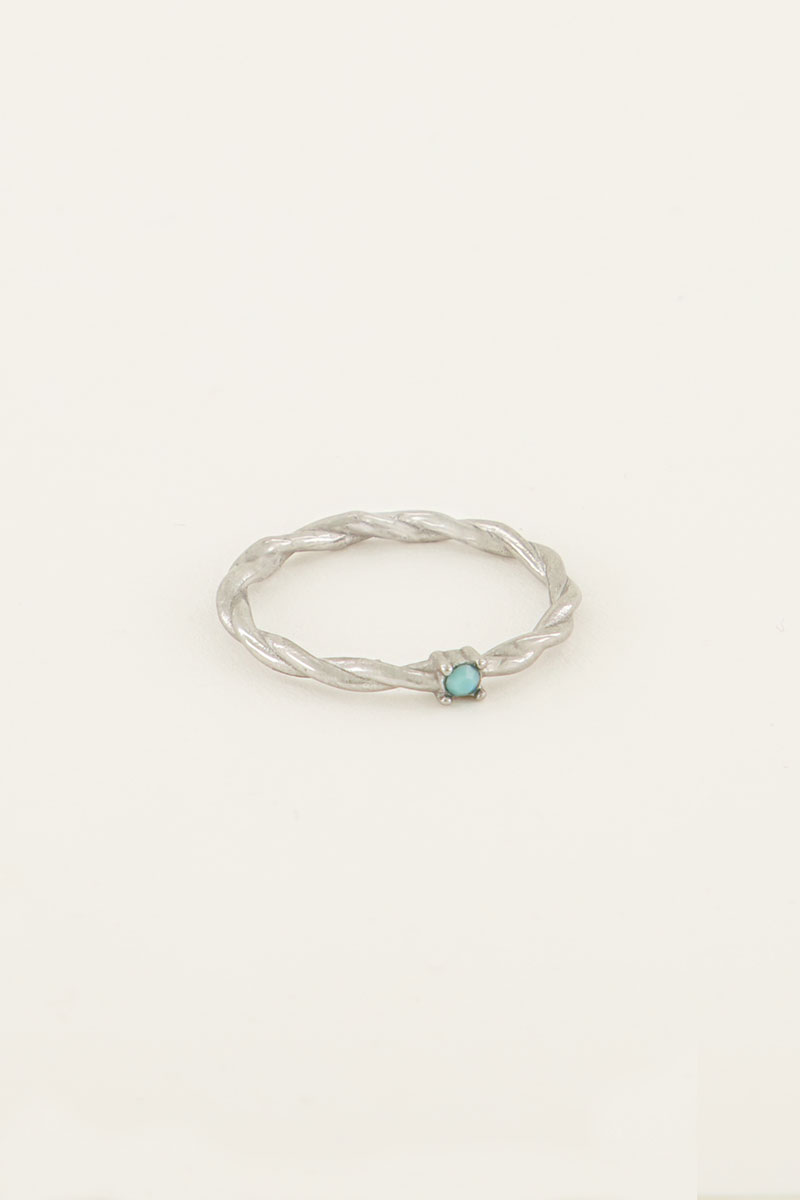 Bague torsadée pierre azzurro