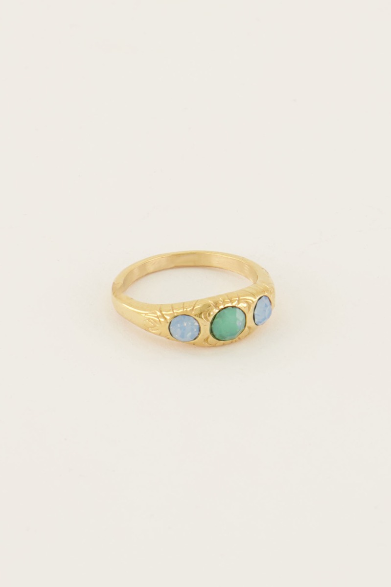 Triple ocean blue ring 