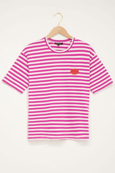 Roze gestreept T-shirt true love