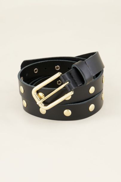 Leather belt with gold studs