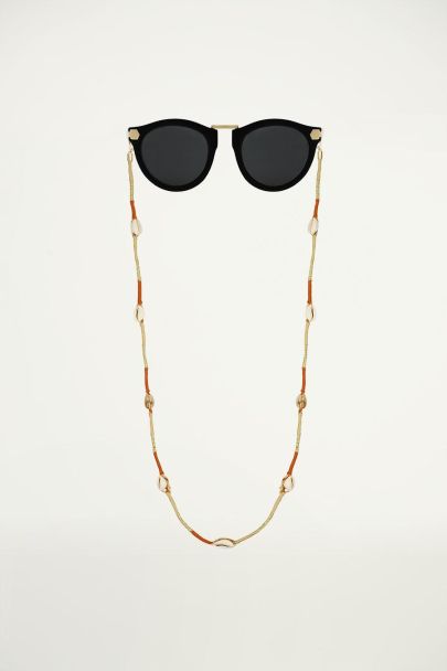 Chaîne de lunettes de soleil marron avec ficelle et coquillages, chaîne de lunettes de soleil