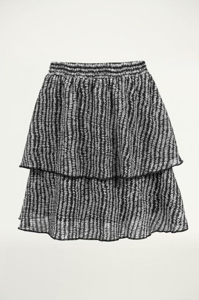 Black Double Layer Spot Skirt-L