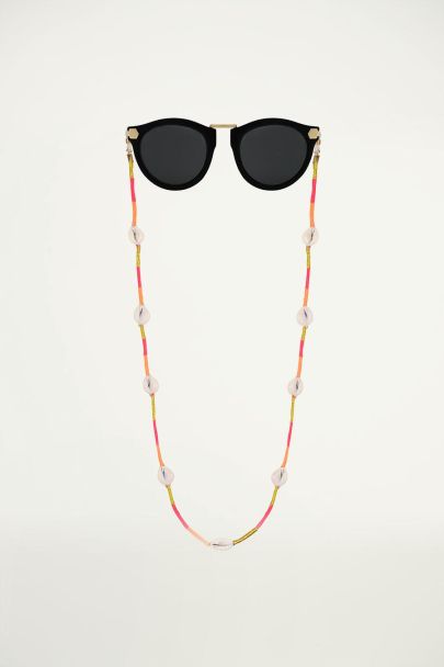 Chaîne de lunettes de soleil rose avec ficelle et coquillages, chaîne de lunettes de soleil