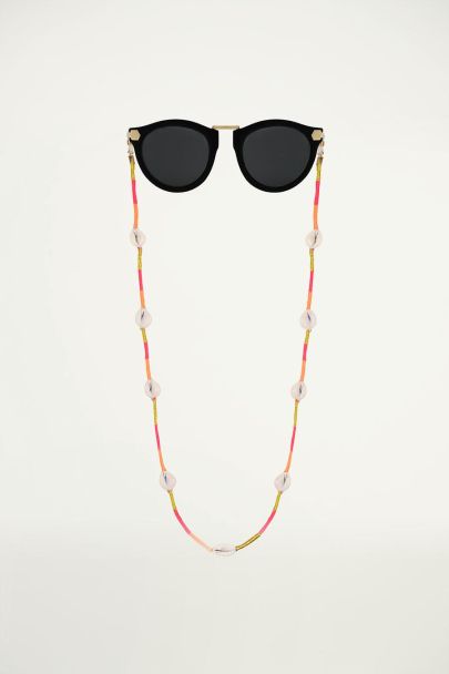 Chaîne de lunettes de soleil rose avec ficelle et coquillages, chaîne de lunettes de soleil