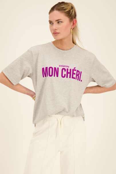 Graues T-Shirt "Mon Chérie"