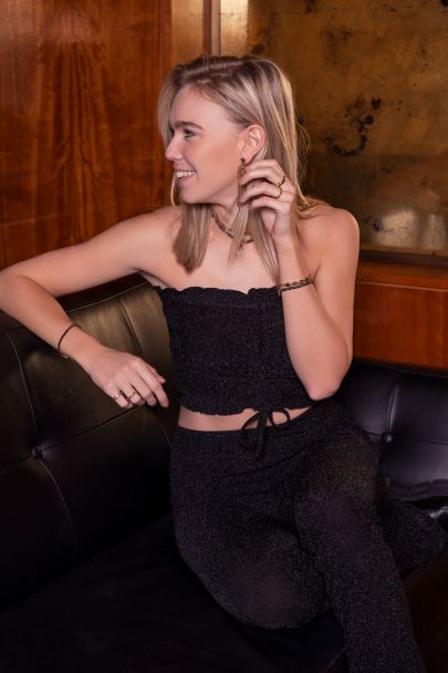 Black glitter bandeau top