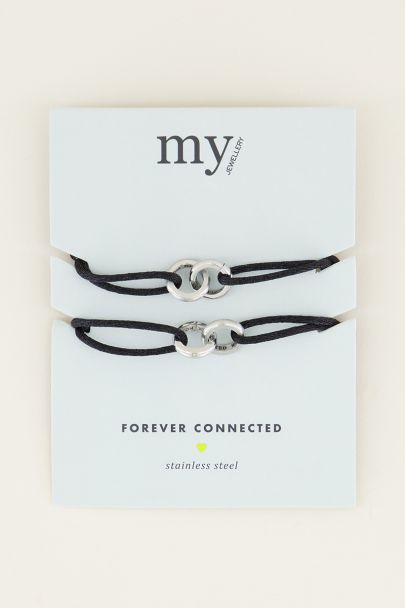 Zwarte forever connected armband | Vriendschap sieraden My Jewellery