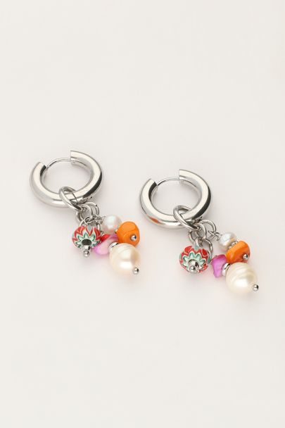 Art hoop earrings with various beads