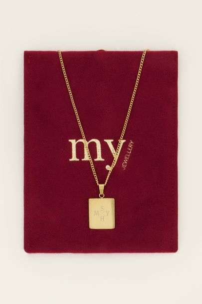 Atelier korte ketting met vierkante bedel