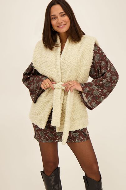 Beige aztec teddy gilet