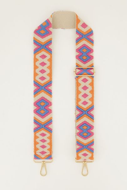 Beige bag strap with colourful pattern | My Jewellery