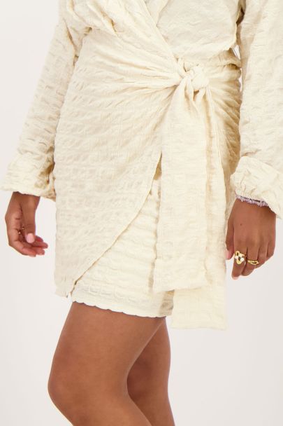 Beige wrap dress with texture