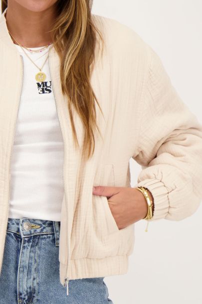 Beige muslin bomber