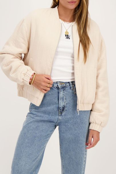 Beige muslin bomber